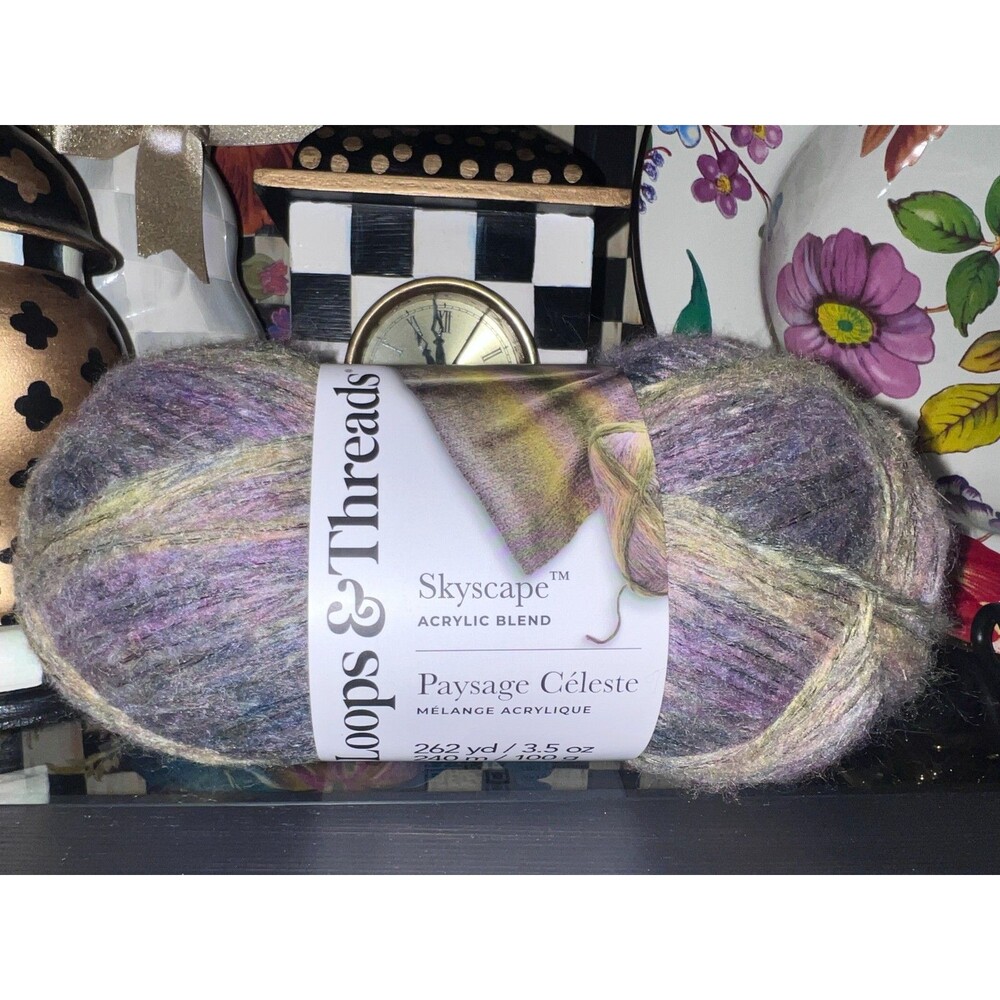 Yarn by Loops & Threads® Skyscape Paysage Chartreuse & Purple Multi ONE Skein